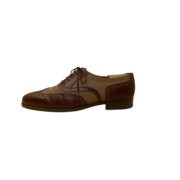 Salvatore Ferragamo Men’s Brown Leather & Suede Wingtip Brogue Oxfords Sz 9.5EE - Picture 4 of 8